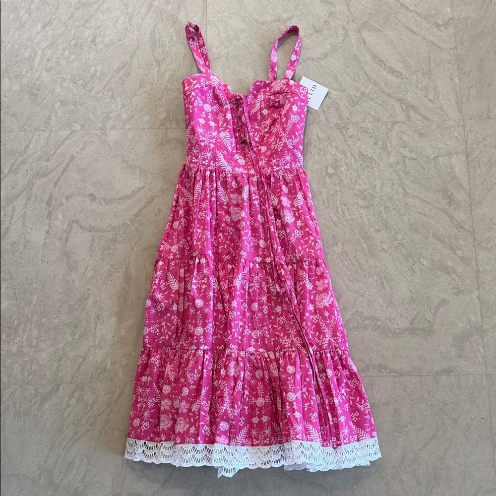 New KLEID Charming Pink Floral Dress with Lace Detail XS